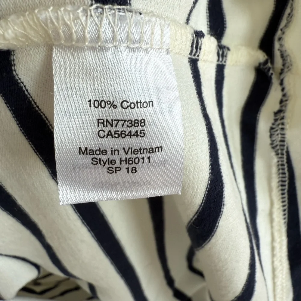 J. Crew White & Navy Striped V-Neck Flutter sleeve Cotton Top  • XS